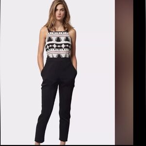 $228 NWT Anthropologie La Sierra Jumpsuit Size 2 Nomad Morgan Carper black white
